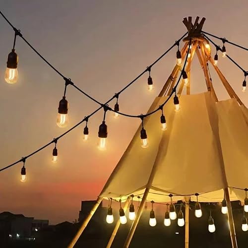 Meidaoduo Outdoor String Lights Led 100Ft Heavy-Duty Patio Lights String With 32 Dimmable Shatterproof Plastic Bulbs For Gazebo Pergola Bistro Lights Linkable #TOP6