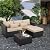Outdoor Furniture Set 3 Pieces Wicker Patio Furniture Outdoor Sectional Patio Couch Outdoor Coffee Table with Storage All-weather Non-slip Cushions Waterproof Covers, Khaki