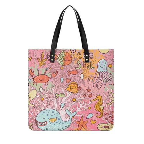 Sac à main Vie Marine grand tote bag en toile de voyage géométrique