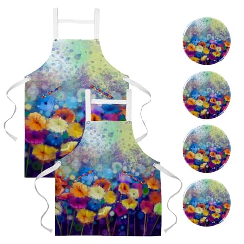 Tablier de serveuse cuisine lot de 2 avec poches pour restaurant et bar