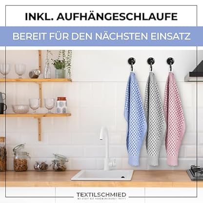 Textilschmied Premium Geschirrtücher – 100% Baumwolle – 10er-Pack Spülhandtücher – 50x70cm – blau, grau, rot – Oeko-Tex Standard 100 zert. – schadstofffrei – schnelltrocknend – stark saugfähig (Blau) – Bild 7