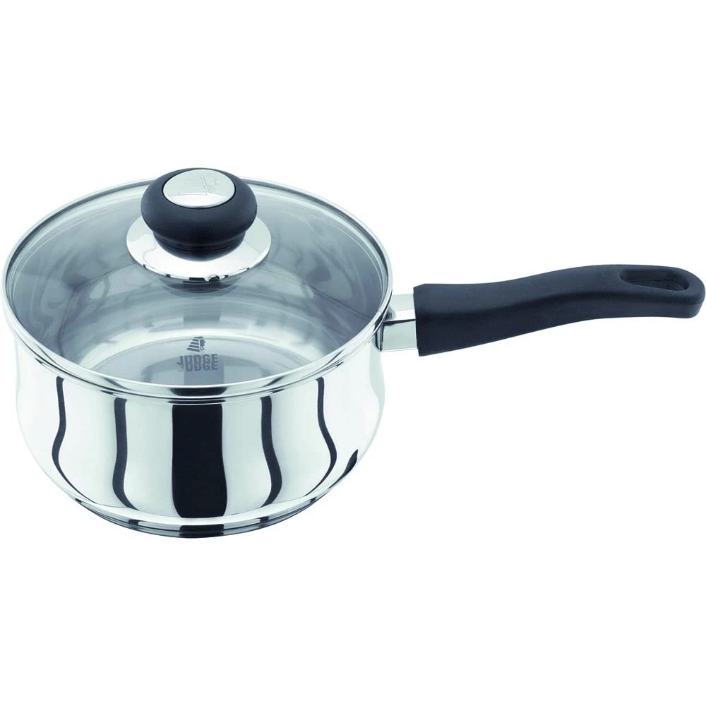 Judge Vista Stainless Steel Large Saucepan 18cm, 1.8L, Shatterproof Vented Glass Lid, Induction Ready, Oven Safe — image 1