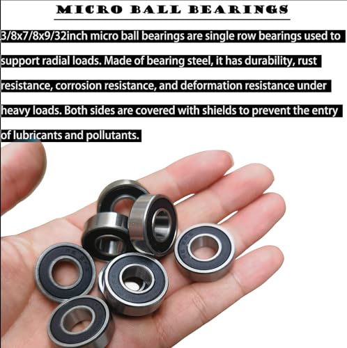 Image of 20 PCS R6-2RS Bearings 3 /8 ID x 7 /8 OD x 9 /32 Width Small Bearings Pre-Lubricated and Double Rubber Sealed Miniature Deep Groove Ball Bearing