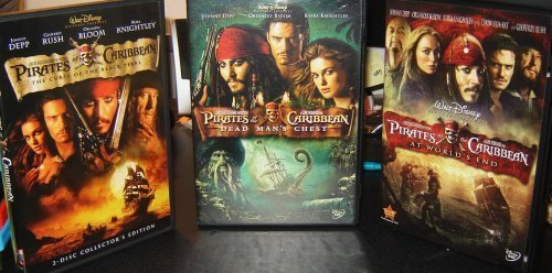 Trilogie Pirates des Caraïbes (La Malédiction du Black Pearl / La Boîte du Mort / Jusqu'au Bout du Monde) avec Johnny Depp
