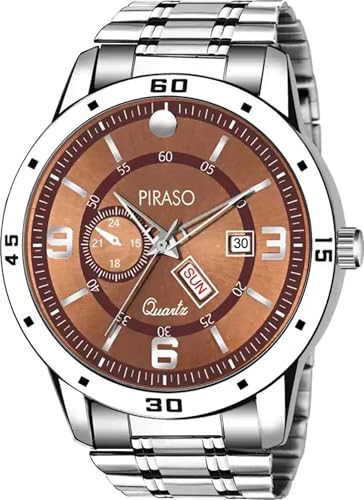 Image of PIRASO Analog Day and Date Working Display MESH Strap Watch for Men & Boys