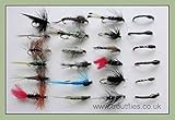 Top calidad pesca moscas Pesca de la trucha vuela, 24 unidades mixtas, seco, mojado, zumbador & Ninfa, varios tamaños