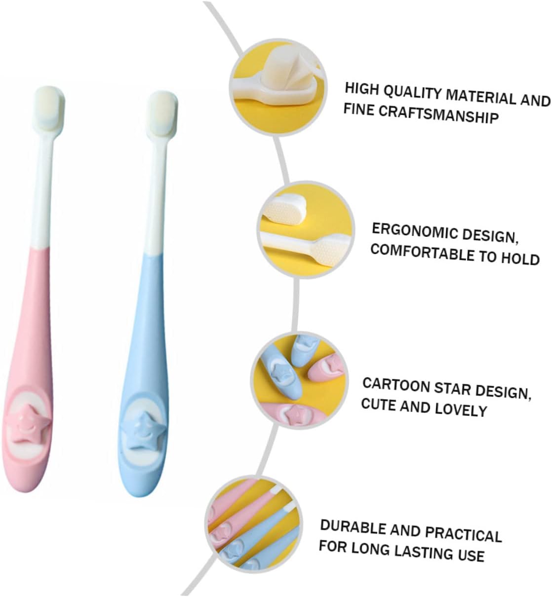 2pcs Toothbrush Set for Newborns Ultra-fine Bristles Cartoon Handle Oral Care for Boy Girl Aged Shower Gift