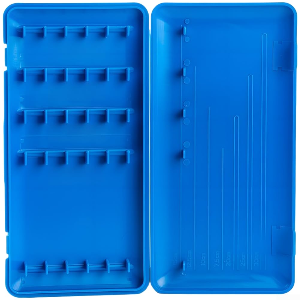 Trurovem Carp Fishing Rig Box for Hair Rig Storage, Hook Length Organizer with Precise Markings, Dual-Sided Fly Fishing Tackle Case for Lines and Hooks, Compact Blue PP Plastic Container