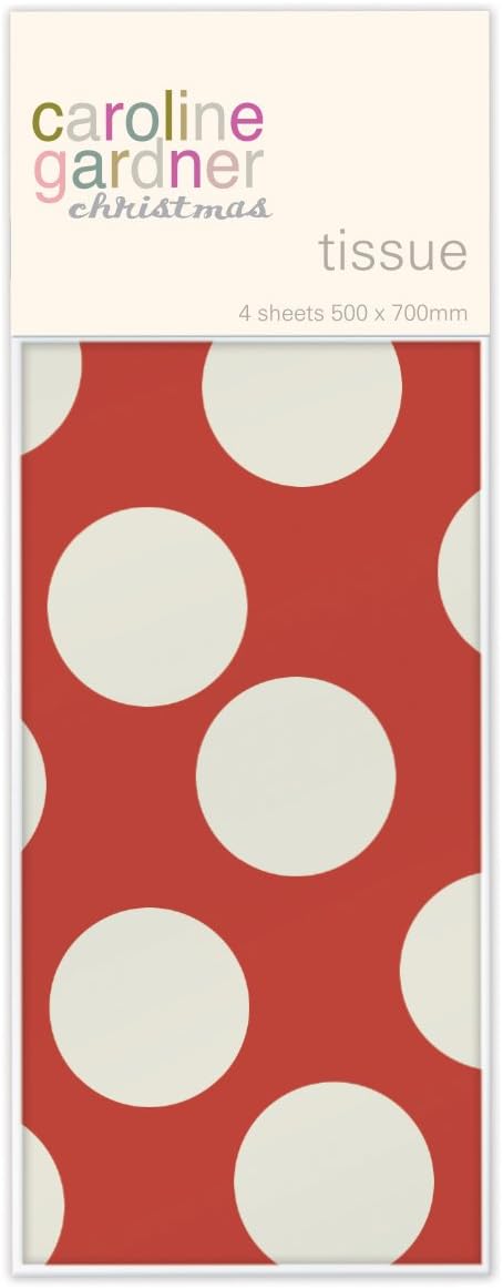 Caroline Gardiner Large Red White Spot Tissue Wrapping Paper 4 sheets