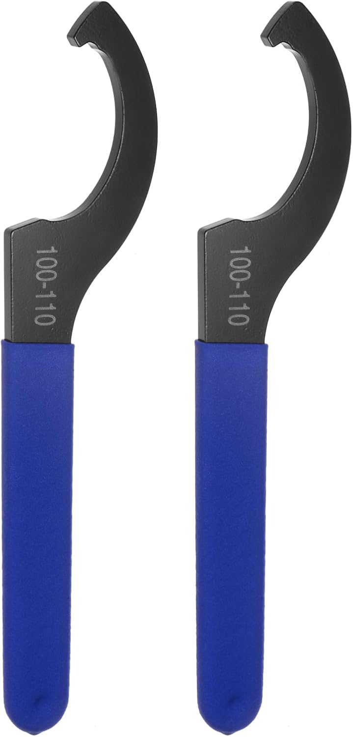 HARFINGTON 2 Pcs C Hook Spanner Wrench 45-52 Nut Shock Wrench Steel Chuck Nut with Blue Non-slip Handle for Lathe Clamping