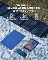 Tragbares Solarpanel, Lumopal 60 W, faltbares Solar-Ladegerät-Set mit USB QC3.0 PD 60 W Typ-C DC 23 V Ports, IP65 wasserdicht für Camping, Rucksackreisen, Wohnmobil, Reisen, kompatibel mit Handy – Ansicht 2
