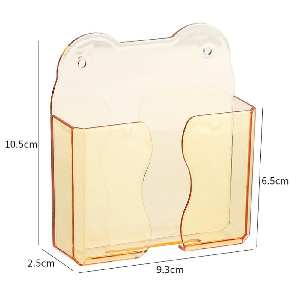 Soporte de pared para teléfono con estación de carga, organizador antideslizante para mesita de noche, oficina y baño, material de policarbonato, 10,5 x 9,5 cm, gris/amarillo/transparente