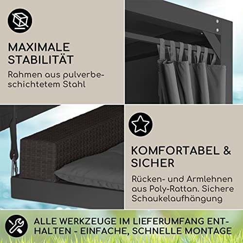 Blumfeldt XL Hollywoodschaukel mit Liegefunktion für 3 Personen