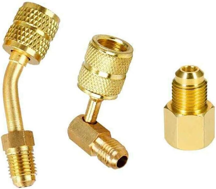 Pack de 3 adaptadores para R410a, conexión 1/4 macho a 5/16 hembra miniatura 1