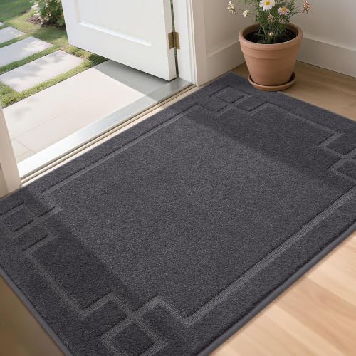 Image of BEQHAUSE Door Mat 36 inch x 60 inch, Non-Slip Door Mats Indoor Washable, Dark Grey