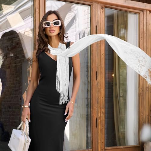 Shawls and Wraps for Evening Dresses Scarfs for Women Pashmina 1920s Wedding Formal Lace Fringe Shawl Accessories4