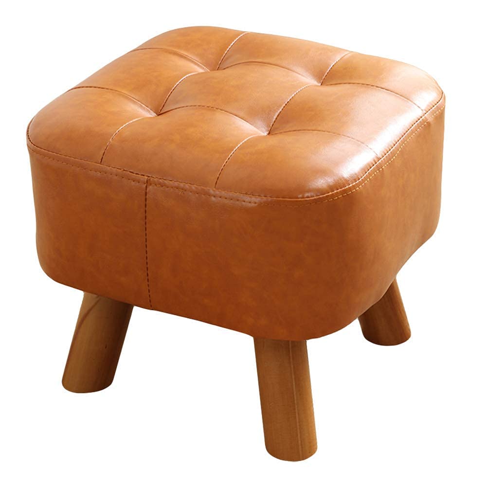 Tabouret en bois massif 35x35x34cm pour salon et repose-pieds ottoman