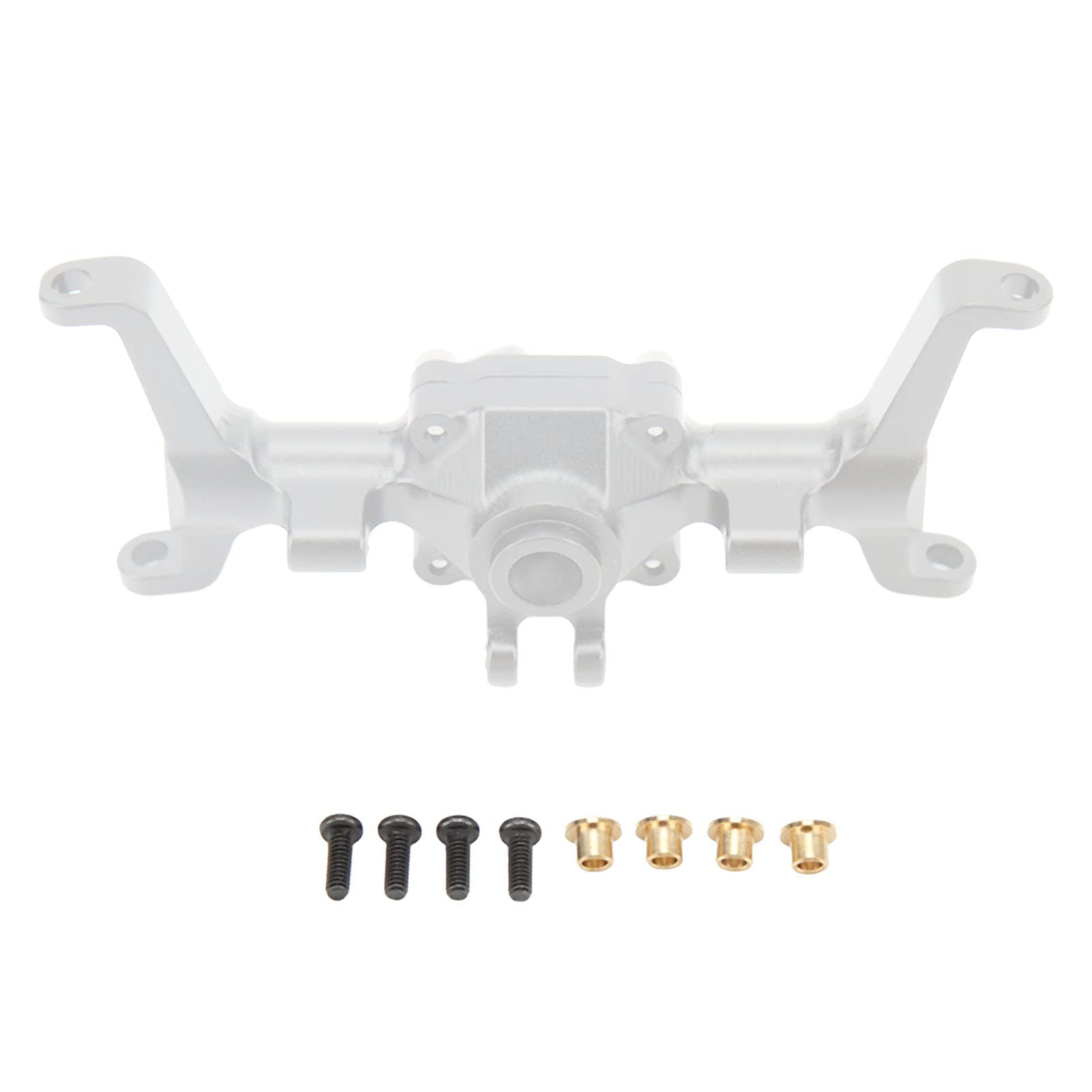 Carcasa del eje delantero CNC Tratamiento de anodizado de aleación de aluminio Proceso CNC de precisión Carcasa del eje delantero para coche FMS FCX24 1/24 RC Pieza de (Silver)