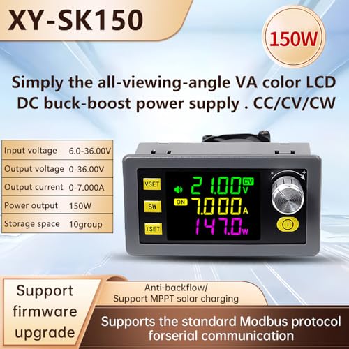DC Adjustable Buck Boost Converter,Aideepen 150W Voltage Regulator 12V 24V DC 6-36V to 0-36V CC CV LCD Screen CNC Adjustment Used for Power Supply,LED Lighting,Solar Power Charging2