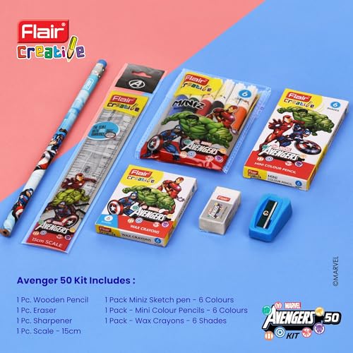 Image of Flair Creative Series Disney Themed Stationery Kits | Marvel Avengers, Mickey Mouse & Disney Princess | Smart Kit for Your Creative Need & Fun Learning | Ideal Gift Items for Kids | Pack of 3 Kits