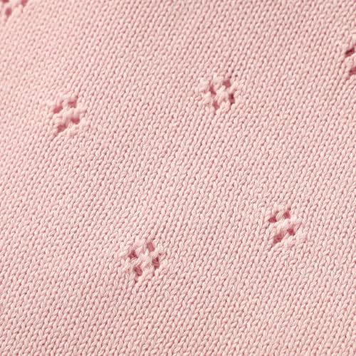 Image of mimixiong Cotton Baby Blanket Knitted Crochet Receiving Crib | Nursery Swaddling Blankets for Newborn Baby Boy Girl Pastel Pink 30x40 Inch