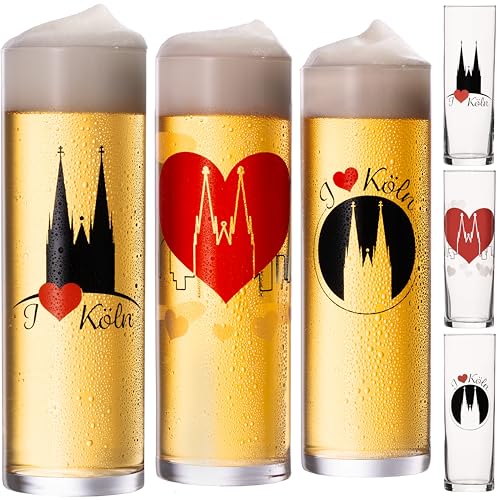 IMPERIAL glass Kölschgläser mit Kölner Dom Motiven 200ml (max 240ml) Set 6-Teilig Kölsch Stangen aus Glas 0 2L Biergläser Köln