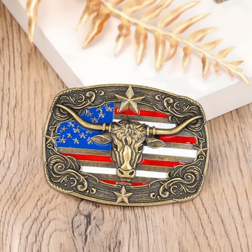 Image of Cowboy Belt Buckle for Men Longhorn Bull Belt Buckles Men Vintage Texas Buckle for Women Cowboy Cowgirl Belt Buckle