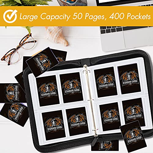 400 Pockets Trading Card Binder With 50 Removable Sleeves, Baseball Card Sleeves 3-Ring Card Collector Album Holder Card Binder Protector Fit For Sports Standard Size Cards, Yu-Gi-Oh, Mtg (Yellow) #TOP4