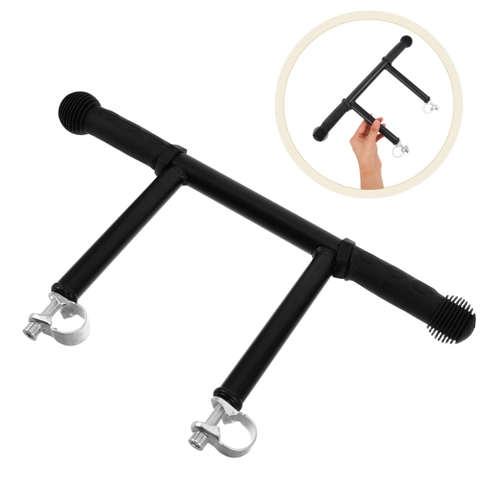 Beaupretty Extension de Guidon pour Poussette en Plastique et Acier Inoxydable, Poignée D'extension Boucle 22 Mm, Installation Facile pour Poussettes et Carrioles Noires