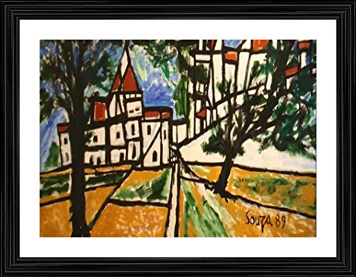 Image of Decoratus� *Goa Landscape* (1989)- Famous Painting by Francis Newton Souza, Wall D�cor Frame. Matt Satin Print with MDF & 2 inchPS Black Frame. Size 16 inchx21 inch