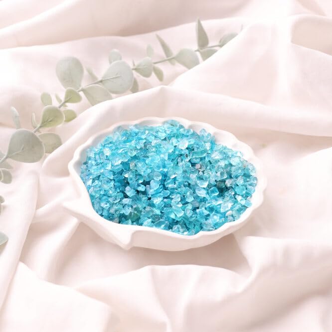 Image of Natural Blue Apatite Crystal Chips 50 GM | Decorative Gemstone Chips for Vastu, Home Decor, Meditation Space, Jewelry Making, Resin Art & Crafts
