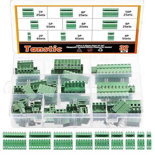 Bornier à vis circuit imprimé Tanstic mâle femelle 5.08mm 32pcs