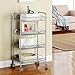 Kcelarec Mesh Wire Rolling Cart 4-Tier Multifunction Utility Cart Metal Kitchen Storage Cart with 4 Wire Baskets Lockable Wheels for Home, Office, Kitchen (Silver)