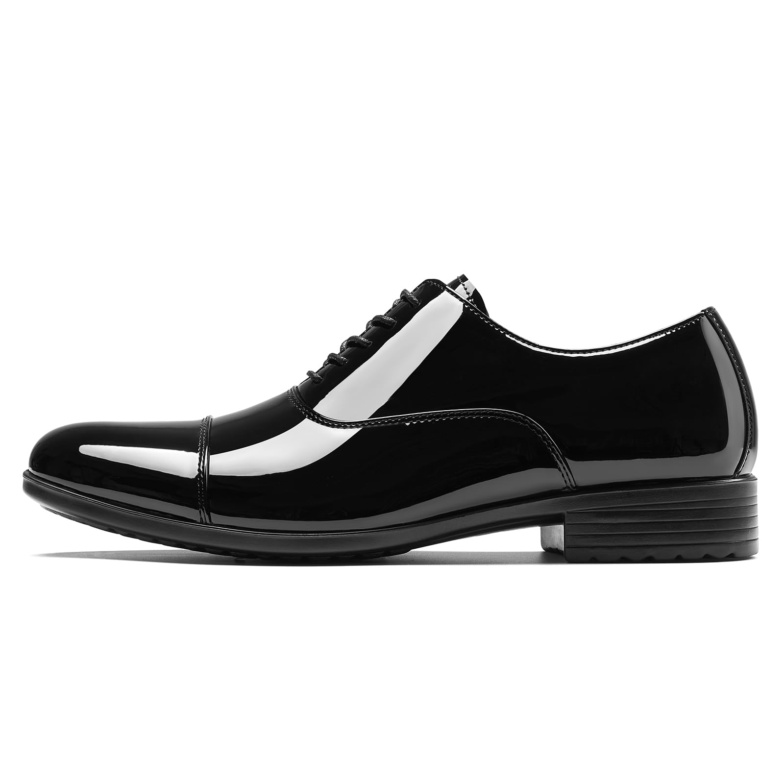 HEEZ Mens Patent Leather Dress Shoes, Tuxedo Shoes for Men Non Slip, Cap Toe Lace Up Formal Oxfords for Wedding Prom Party Dance Business — view 5