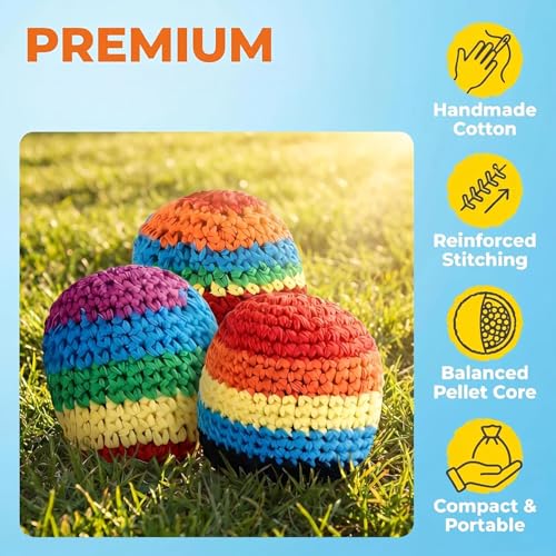 image for Lmptao 3 Pack Crochet Footbags, Hacky Handmade Knitted Footbag,Suitabl