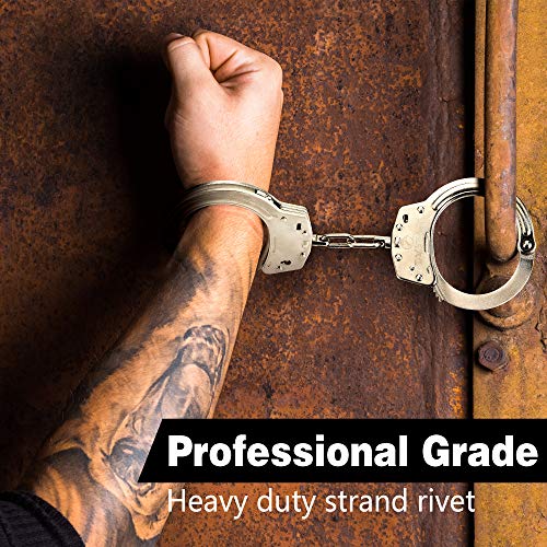 TacStealth Handcuffs with Two Keys & Handcuffs Case| Heavy Duty Silver Steal Professional Grade | Bend/Break Free Secure Restraint