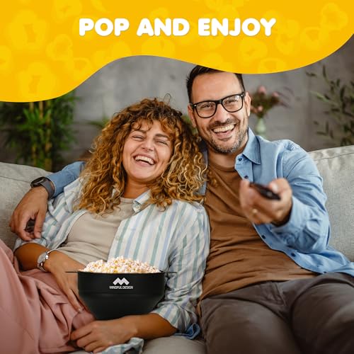 Image of The Original Mindful Design Collapsible Microwave Popcorn Popper - Silicone Bowl, BPA-Free & Dishwasher Safe (Black)