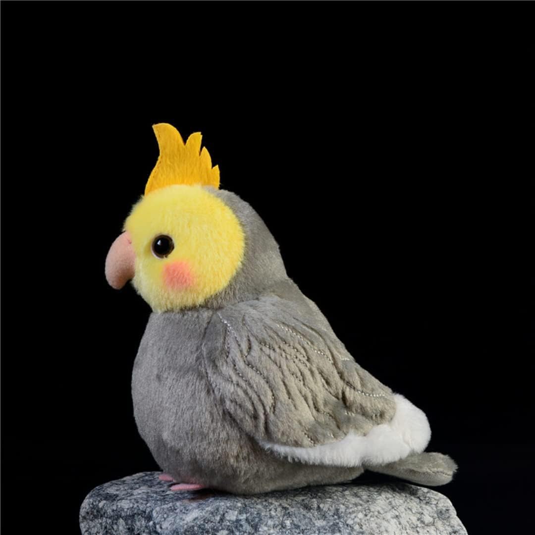 2pcs Realistic Cockatiel Parrot Bird Plush - 5'' Cute Yellow and Gray Cockatiel Stuffed Animal, Kawaii Soft Stuffed Little Bird Plushie Doll