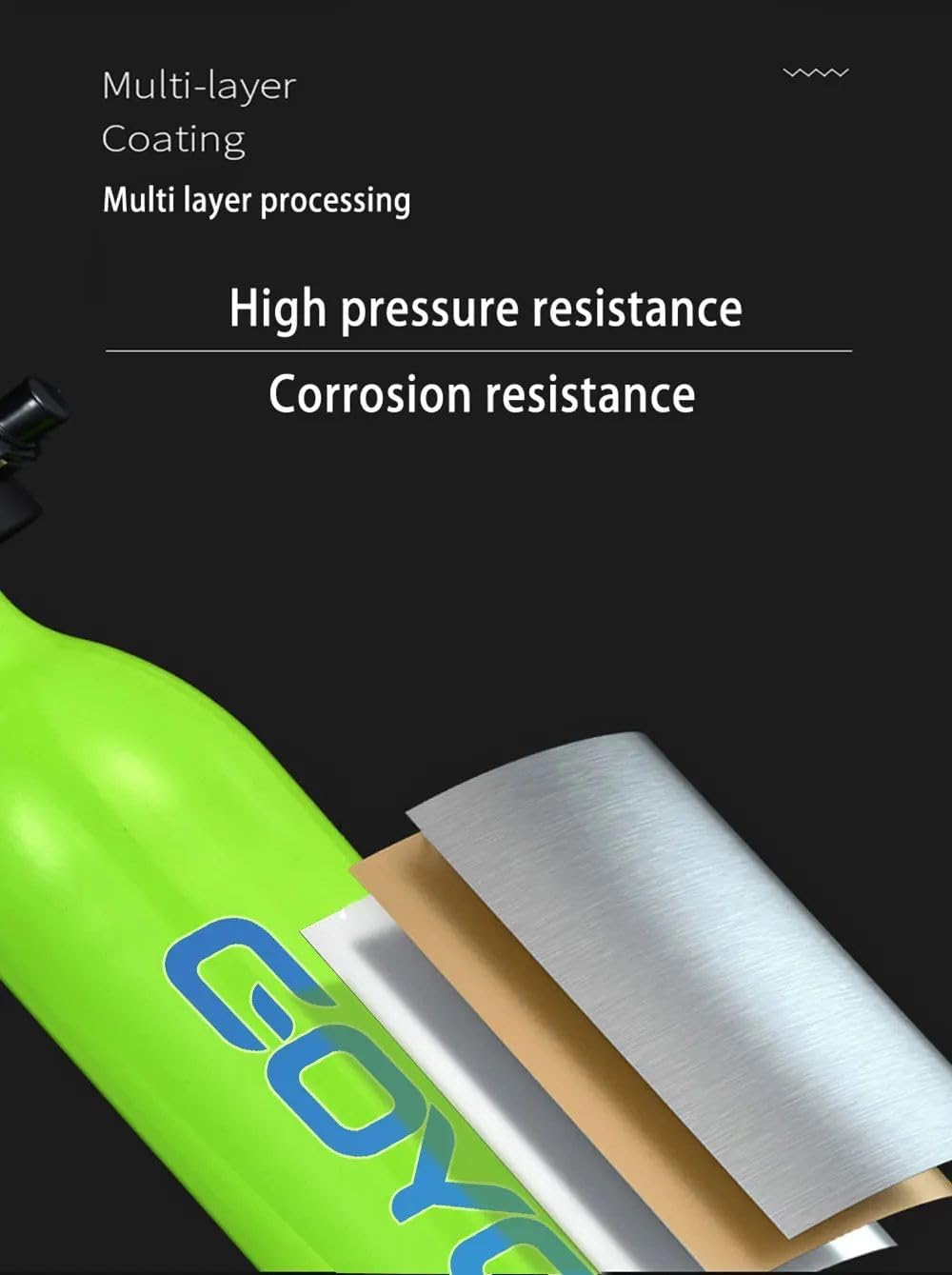 GOYOJO Mini Scuba Tank Portable Small 0.5L Diving Device Spare Air Oxygen Cylinder Underwater Breathing System 5-10 Minutes (Green B)