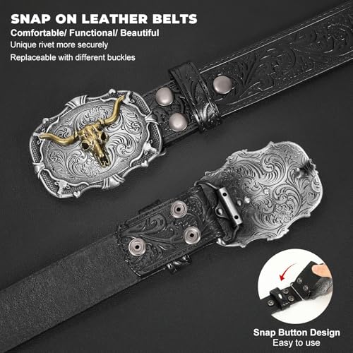 Image of BELTROAD Western Leather Buckle Belt for Men Women Cowboy Cowgirl Mens Leather Belt for Jeans Christmas Men's Belt Gifts