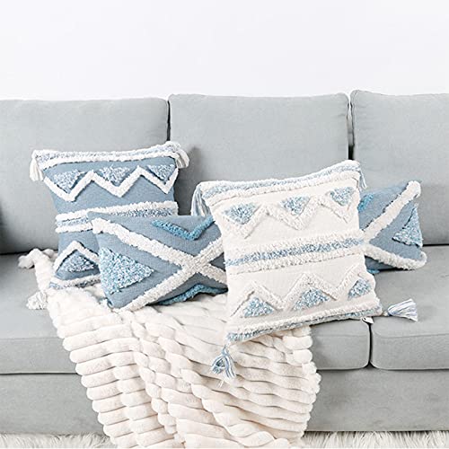 Housse de coussin géométrique touffetée 45x45 cm style bohème - 3
