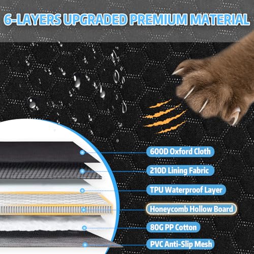 ESCRODOI Capa Protetora Carro Pet Impermeável, 6 em 1 Capa Protetora Banco Traseiro Pet, Fundo Duro,