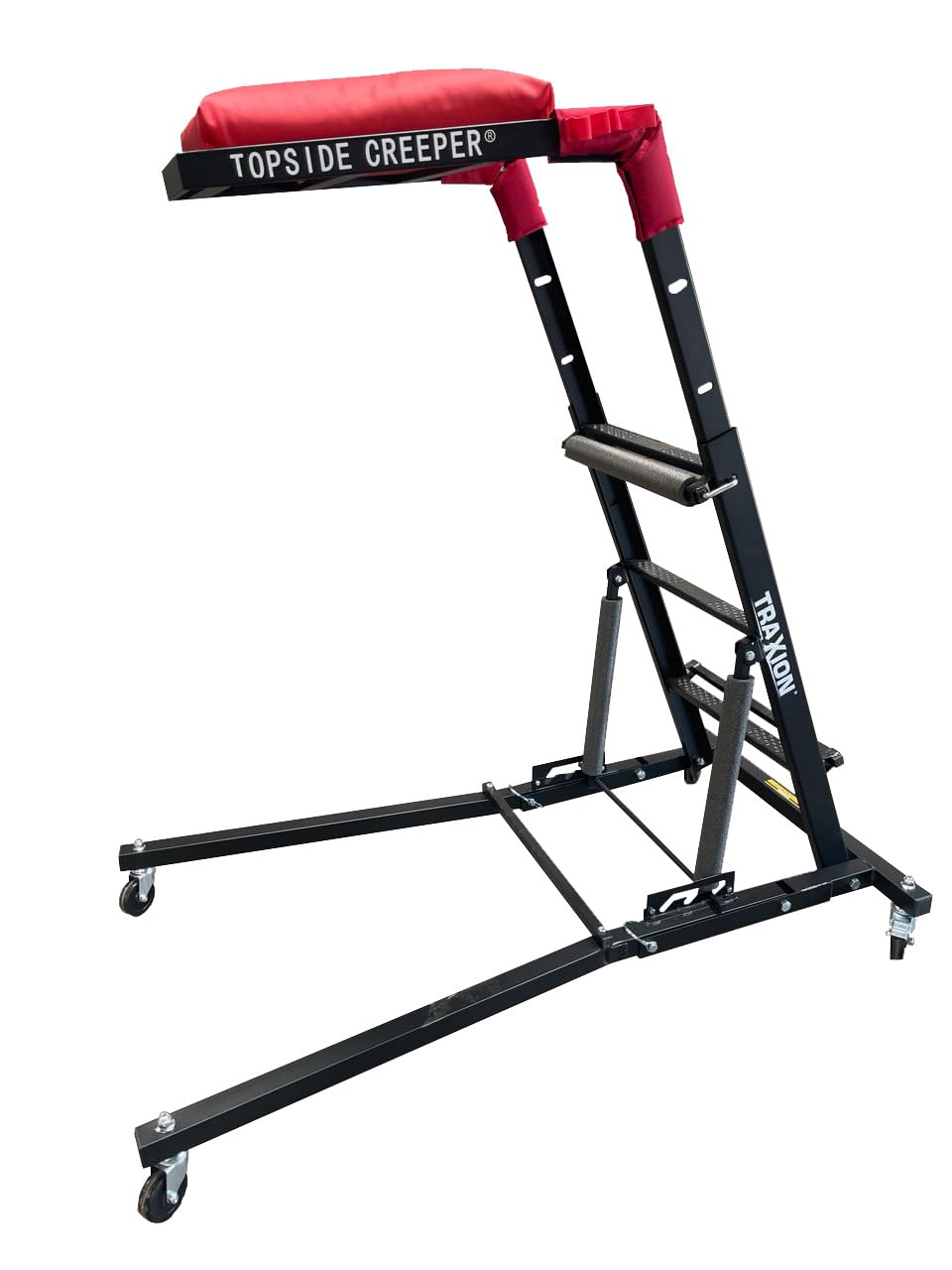 Traxion New Quality Economy Topside Creeper 3-107 Black with expanded Metal Steps and Velcro Stomach Pads with Tool Loops