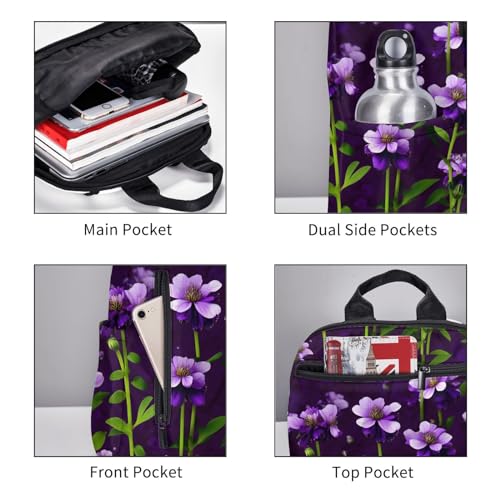 Sac à dos fleurs violettes léger pour ne plus souffrir du dos - 5