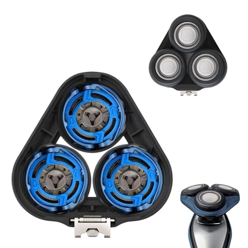 SH50 Replacement Heads Compatible with Philips 5000 & 6000 Round Housing Shavers, Updated SH50/52 Blade with Self-Sharpening – Shaver Replacement Heads for Philips Series 5000