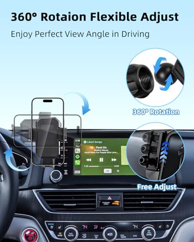 Image of PZK Car Phone Mount for Honda Accord 2018-2022 Sport SE /EX /EX-L /Touring /LX Accessories 10th Gen Accord Only for 8-inch Screen 360 Rotation Auto Lock Phone Holder with Stroage Box Not Affect Vent