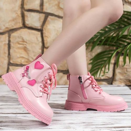 IWIHMIV Girls Ankle Booties Toddler Riding Boots Leather Booties Girls Ankle Boots Low Block Heel Zipper Booties Little Kid2