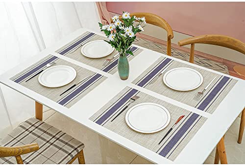 Image of Anugrah Dining Mats Table Mats PVC Placemats Heat-Resistant Placemat for Dining Tea Table Woven Vinyl Stain Resistant Table Mats Easy to Clean - 45x30 cm (Purple, 2)