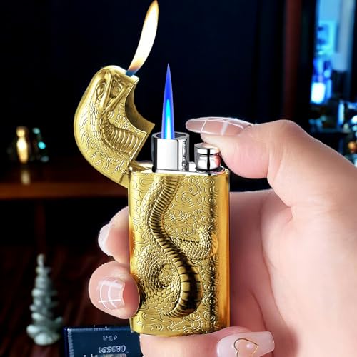 Encendedor soplete para hombre diseño serpiente dorado miniatura 6
