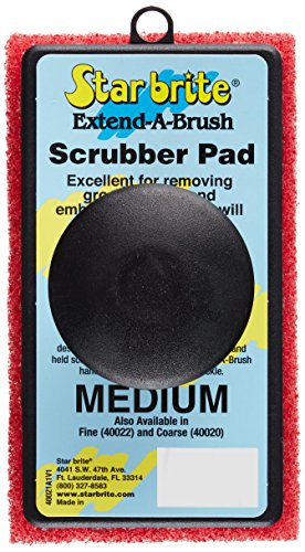 Image of STAR BRITE Premium Golden Teak Oil - Sealer, Preserver & Finish for Outdoor Teak & Other Fine Woods - Step 3-16 OZ (085116PW) & Scrubber /Medium (Red) (040021P)